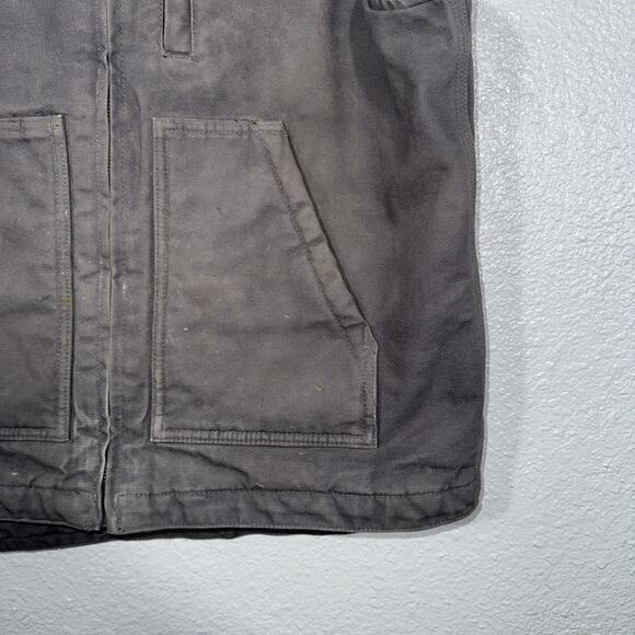 Carhartt Sherpa Lined Duck Vest Men Small Gray Loose Mock Neck Canvas OV4277-M - Picture 3 of 9